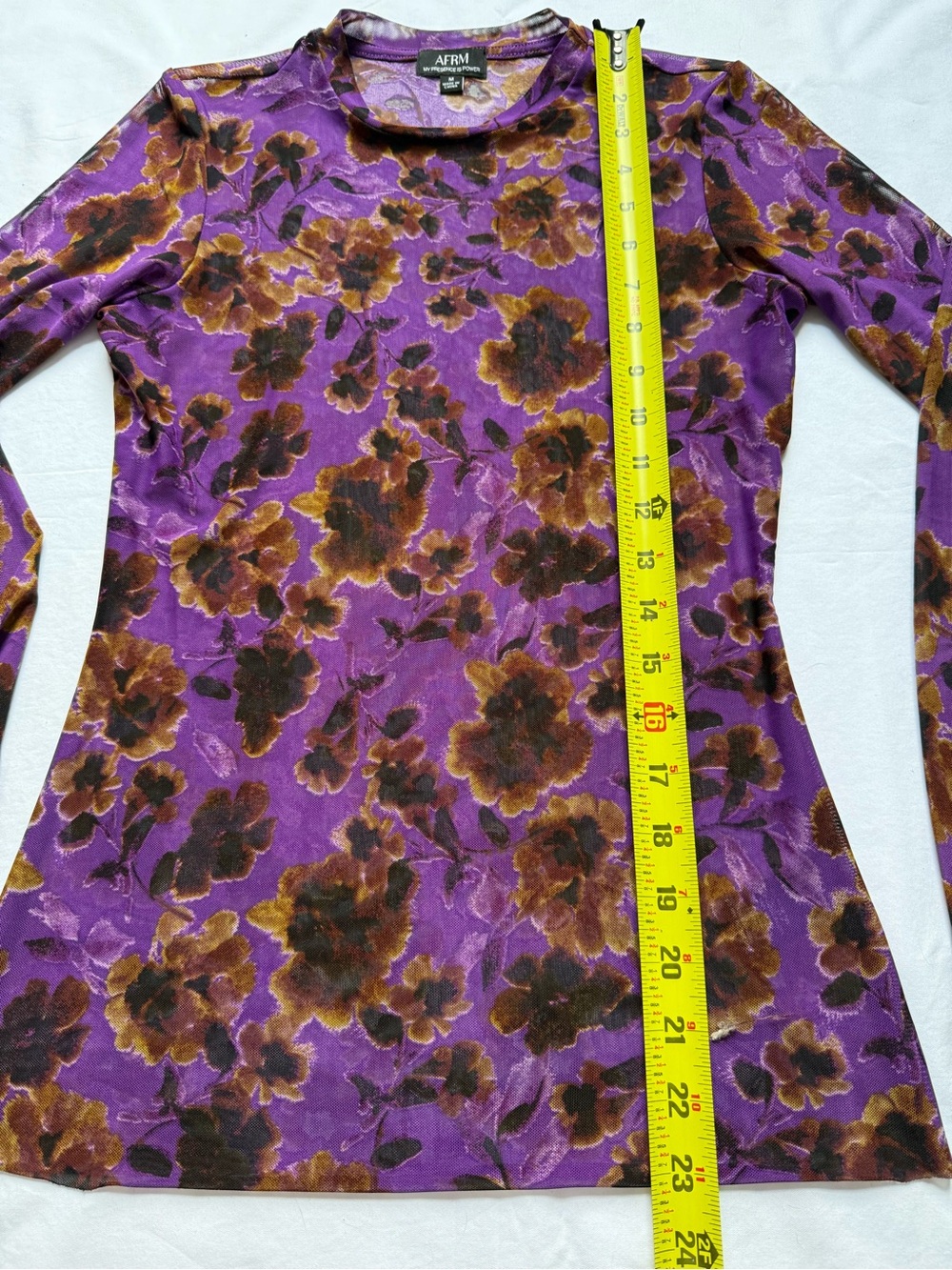 AFRM Purple Floral Sheer Long Sleeve Top - Picture 3 of 7